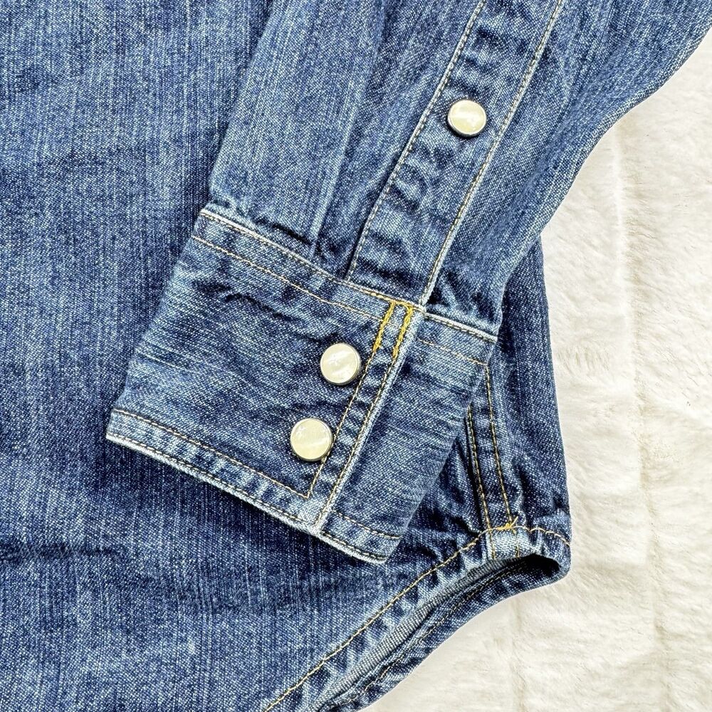 J Crew Denim Pearl Snap Shirt Men's XS Authentic Workwear Western SawTooth RARE - Picture 12 of 15
